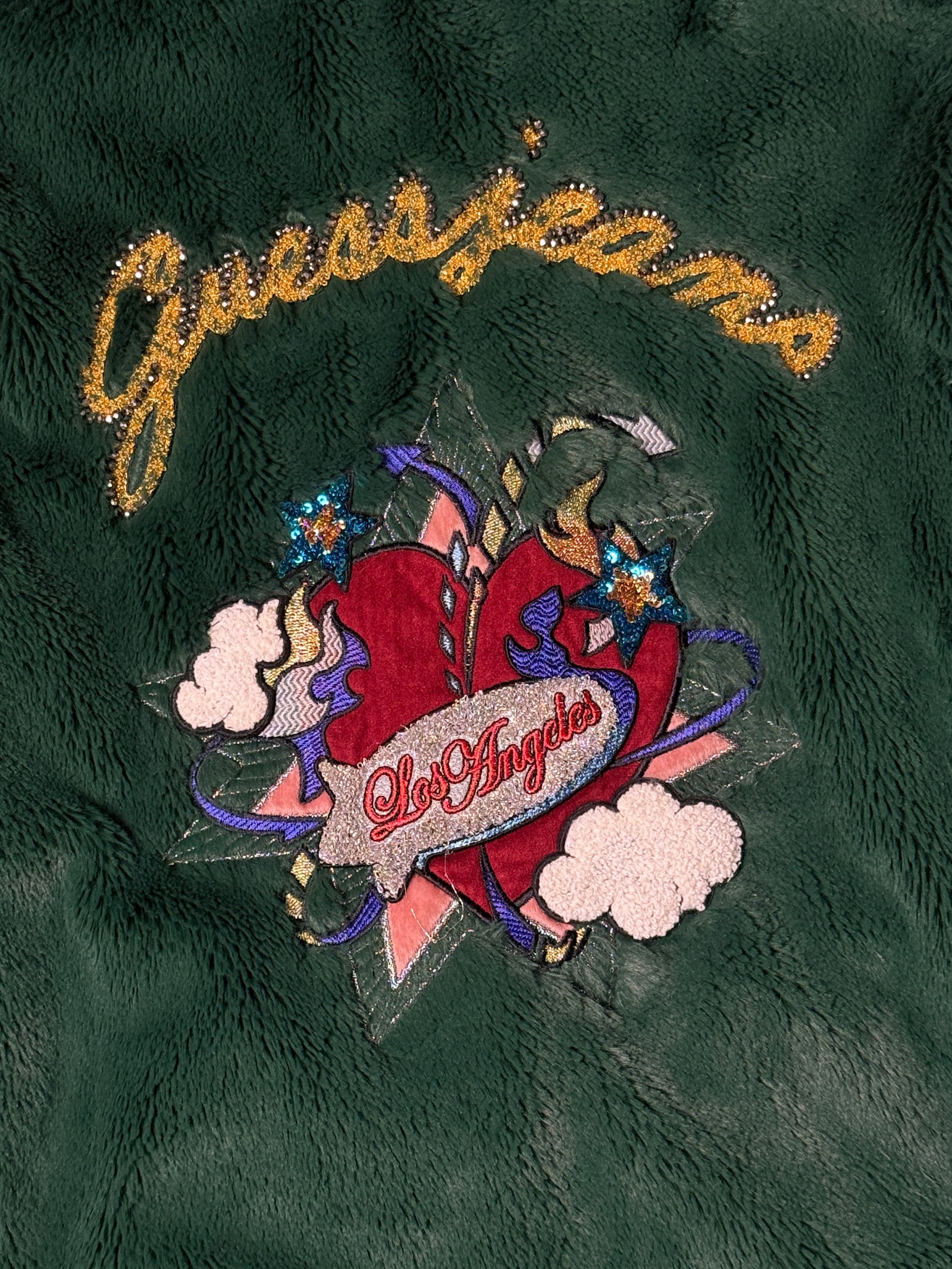 GUESS Joanne Coat Bomber Varsity Jacket Faux Fur Sherpa (Size S)