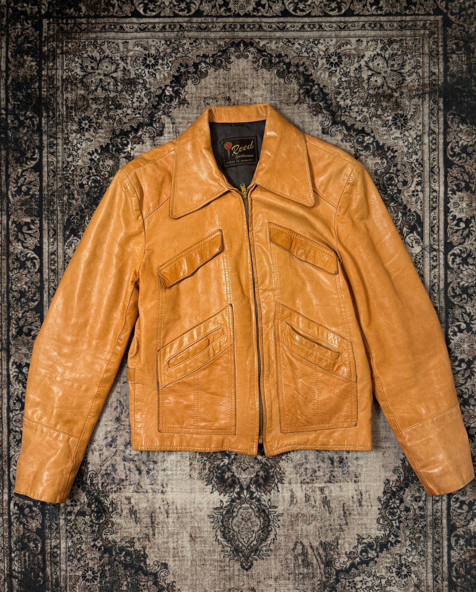 VTG WMNS Tan Brown Leather Jacket (Size M)