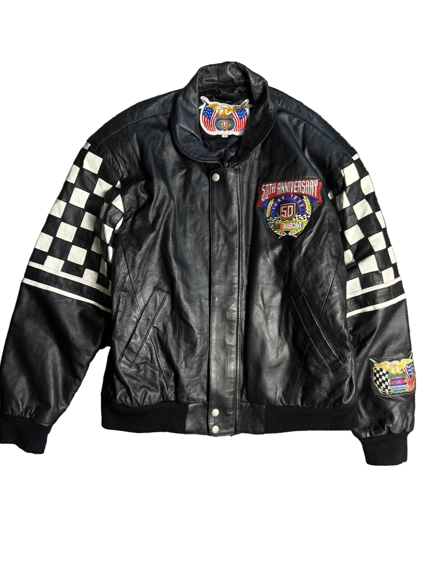 Vintage Jeff Hamilton Nascar 50th Anniversary Leather Racing Jacket
