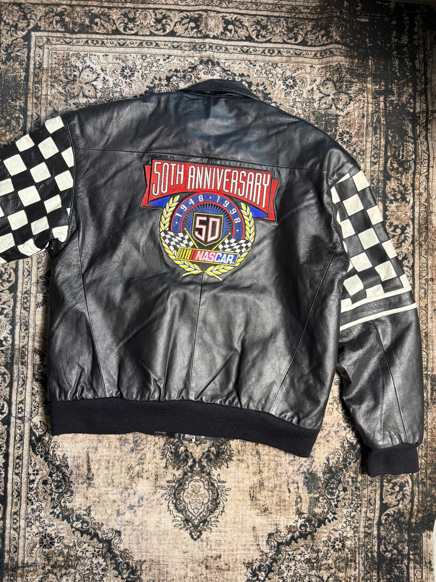 Vintage Jeff Hamilton Nascar 50th Anniversary Leather Racing Jacket